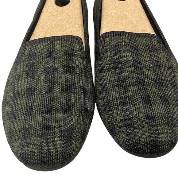 NWOB Vivaia Audrey Green Plaid Roundtoe Woven Knit Loafer EU 38.5 US 8 - Picture 2 of 8